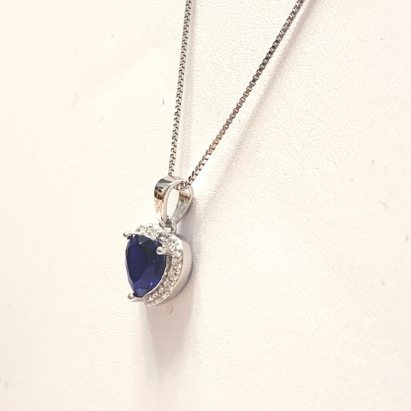 Cubic Zirconia & Sterling Silver Heart Necklace - Picture 4 of 4